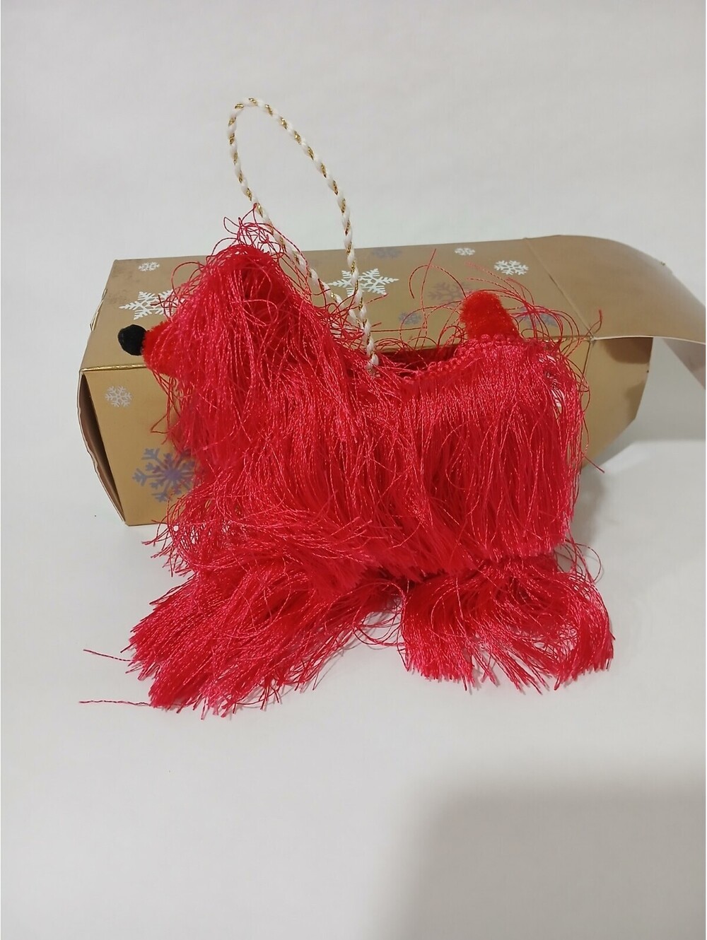 red thread Dog Puppy Pup Christmas Ornament